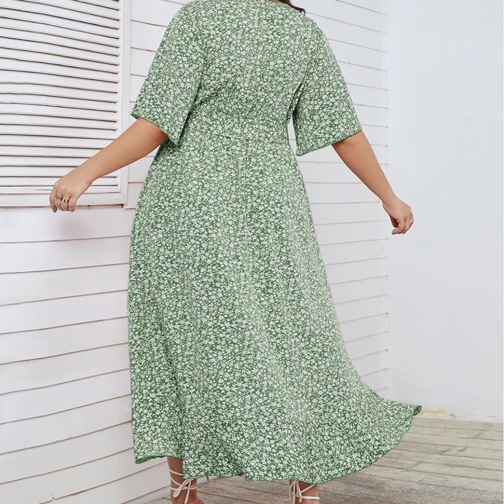 Green Asymmetrical Ruffled Sundress - Picture 5 of 7